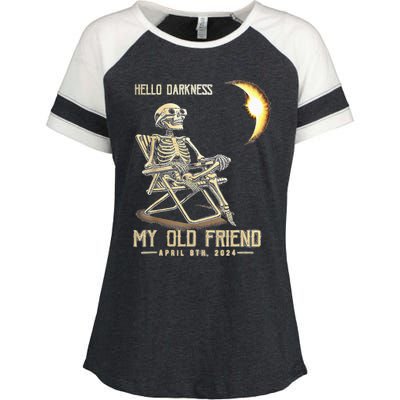 Hello Darkness My Old Friend Solar Eclipse April 08 2024 Enza Ladies Jersey Colorblock Tee