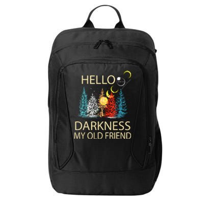 Hello Darkness My Old Friend Solar Eclipse April 08 2024 City Backpack