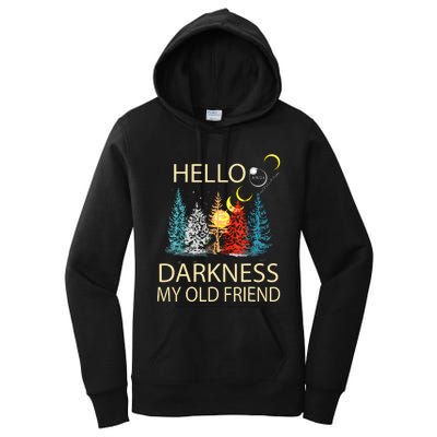 Hello Darkness My Old Friend Solar Eclipse April 08 2024 Women's Pullover Hoodie