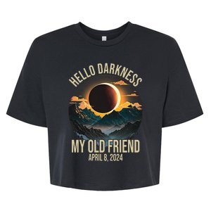 Hello Darkness My Old Friend Solar Eclipse April 08 2024 Bella+Canvas Jersey Crop Tee