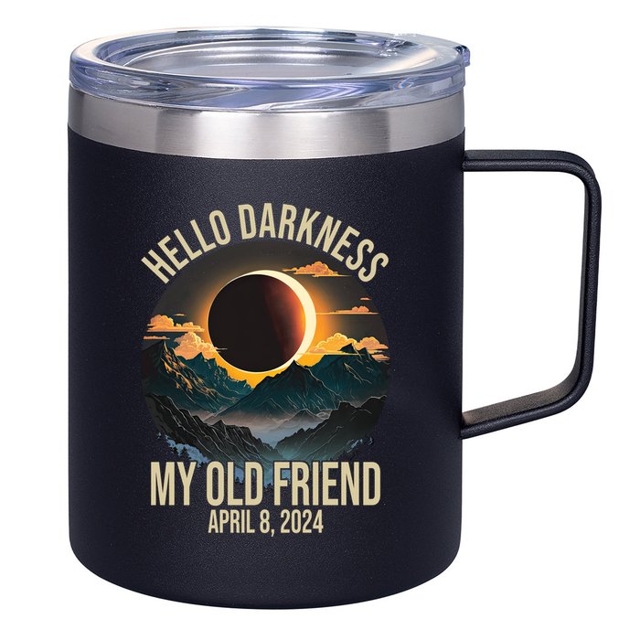 Hello Darkness My Old Friend Solar Eclipse April 08 2024 12oz Stainless Steel Coffee Mug