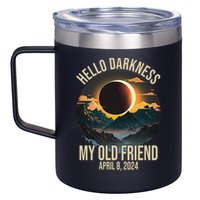 Hello Darkness My Old Friend Solar Eclipse April 08 2024 12oz Stainless Steel Coffee Mug