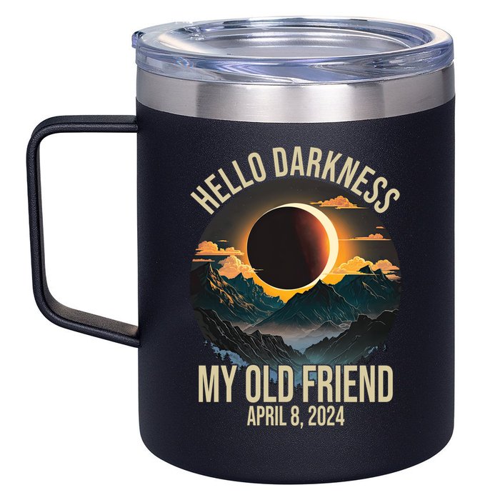 Hello Darkness My Old Friend Solar Eclipse April 08 2024 12oz Stainless Steel Coffee Mug