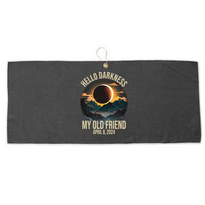 Hello Darkness My Old Friend Solar Eclipse April 08 2024 Large Microfiber Waffle Golf Towel