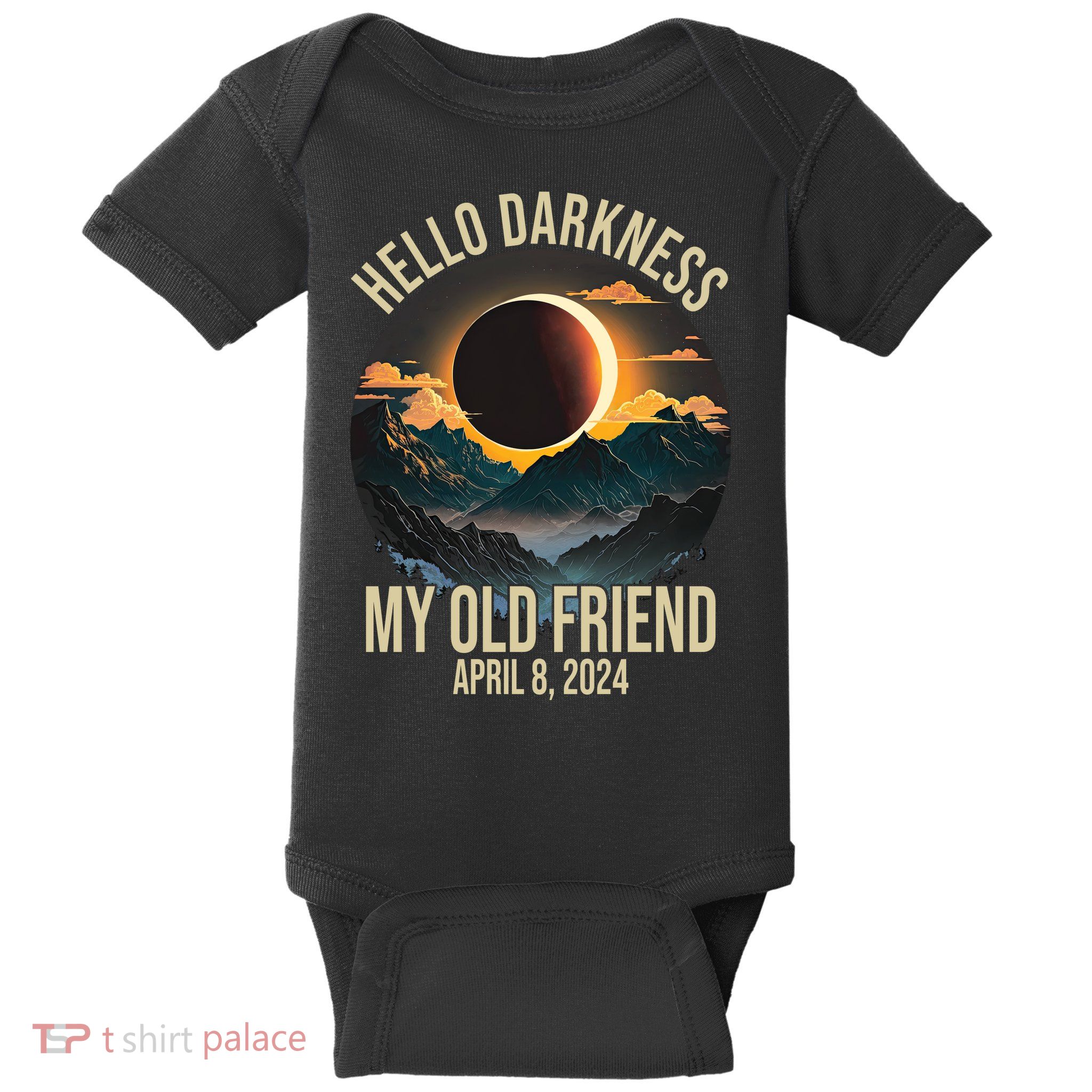 Hello Darkness My Old Friend Solar Eclipse April 08 2024 Baby Bodysuit