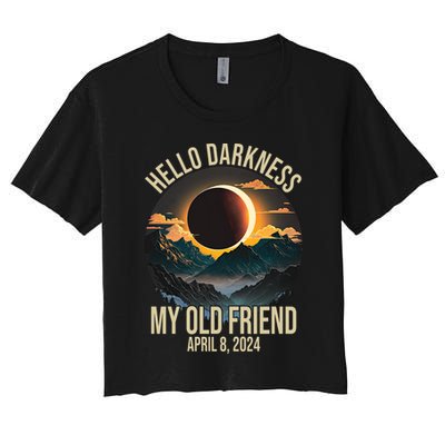 Hello Darkness My Old Friend Solar Eclipse April 08 2024 Crop Top