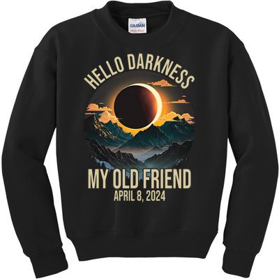 Hello Darkness My Old Friend Solar Eclipse April 08 2024 Kids Sweatshirt