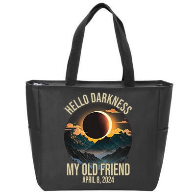Hello Darkness My Old Friend Solar Eclipse April 08 2024 Zip Tote Bag