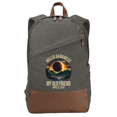 Hello Darkness My Old Friend Solar Eclipse April 08 2024 Cotton Canvas Backpack