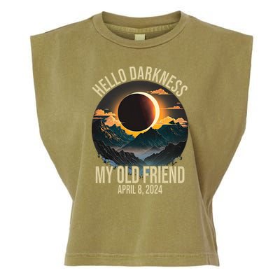 Hello Darkness My Old Friend Solar Eclipse April 08 2024 Garment-Dyed Women's Muscle Tee
