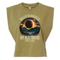 Hello Darkness My Old Friend Solar Eclipse April 08 2024 Garment-Dyed Women's Muscle Tee