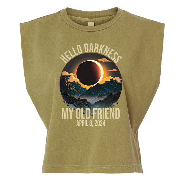 Hello Darkness My Old Friend Solar Eclipse April 08 2024 Garment-Dyed Women's Muscle Tee