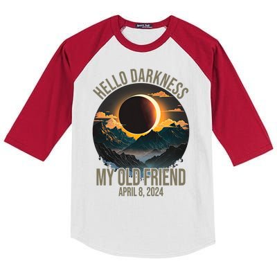 Hello Darkness My Old Friend Solar Eclipse April 08 2024 Kids Colorblock Raglan Jersey