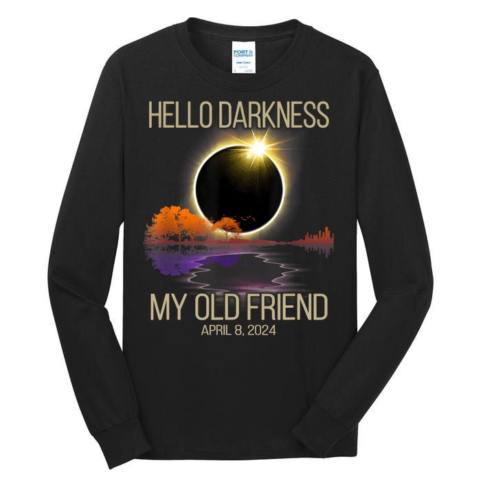 Hello Darkness My Old Friend Solar Eclipse April 08 2024 Tall Long Sleeve T-Shirt