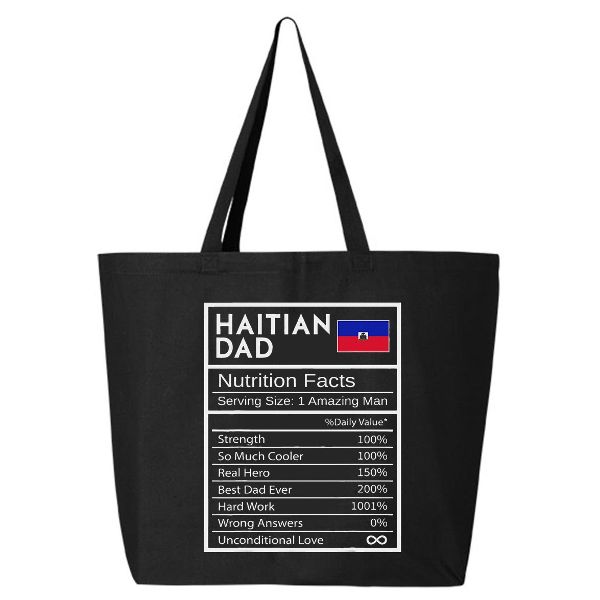 Haitian Dad Nutrition Facts National Pride Gift For Dad 25L Jumbo Tote