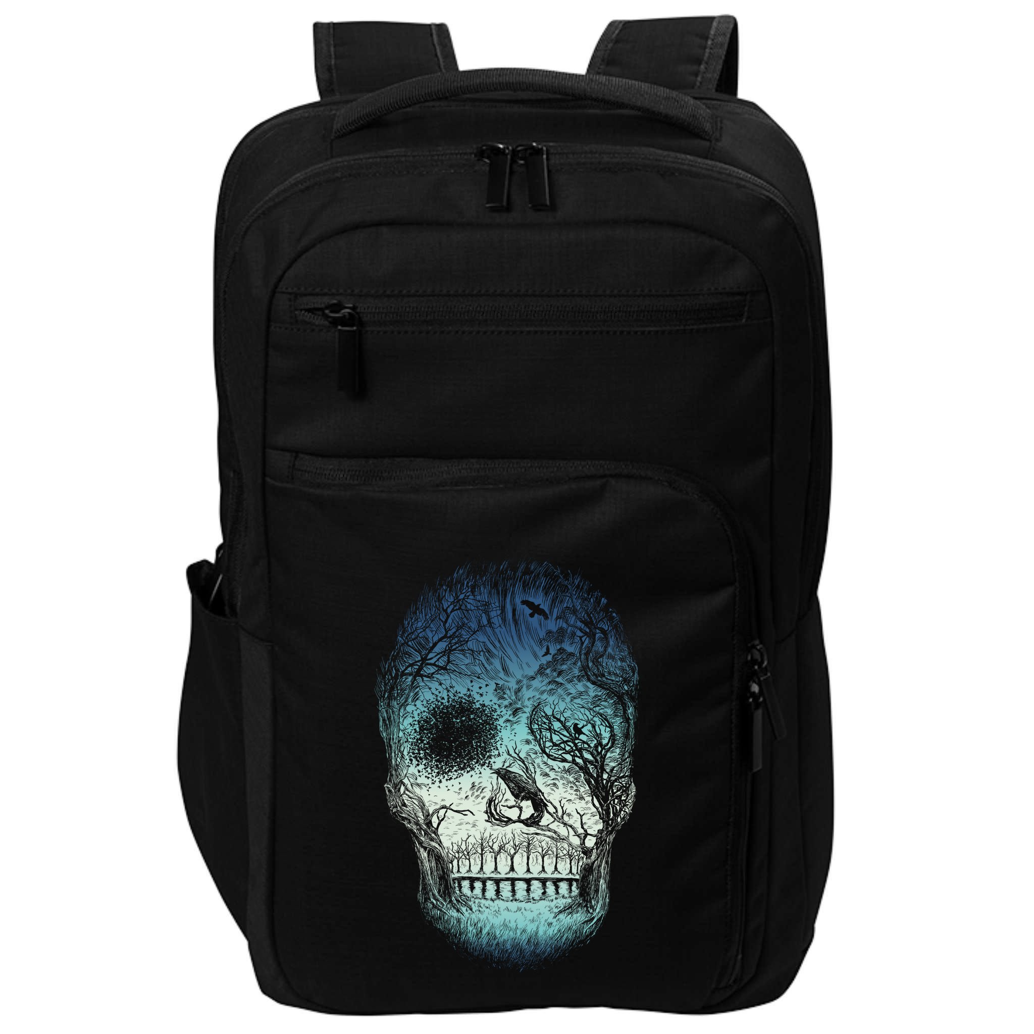 Halloween Dark Nature Forest Skull Impact Tech Backpack