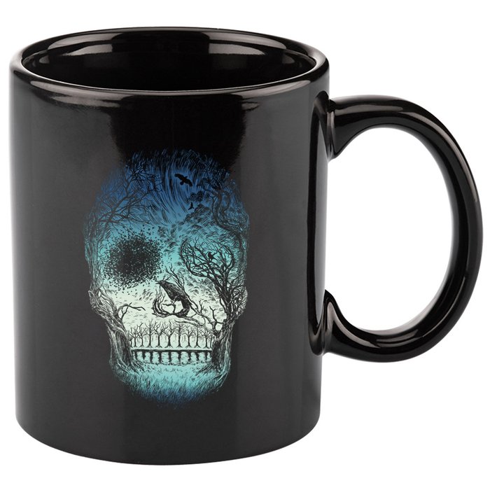 Halloween Dark Nature Forest Skull 11oz C Handle Ceramic Mug