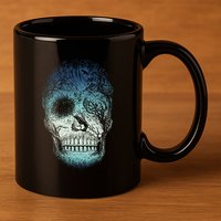 Halloween Dark Nature Forest Skull 11oz C Handle Ceramic Mug