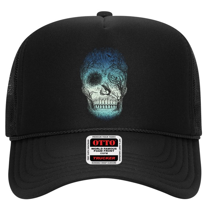 Halloween Dark Nature Forest Skull Trucker Hat