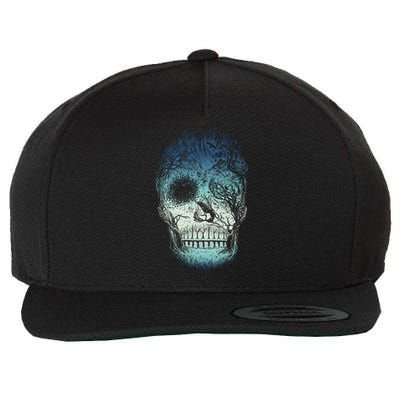 Halloween Dark Nature Forest Skull Wool Snapback Cap