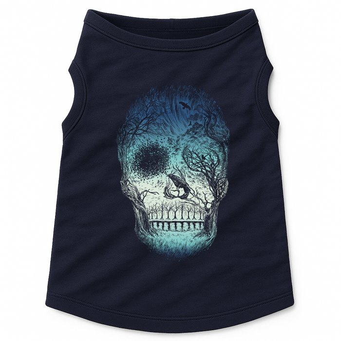 Halloween Dark Nature Forest Skull Doggie Tank