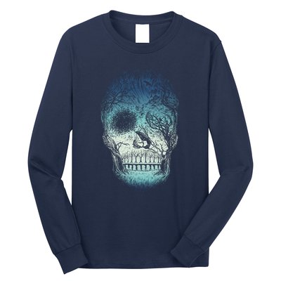 Halloween Dark Nature Forest Skull Long Sleeve Shirt