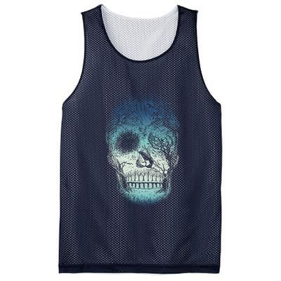 Halloween Dark Nature Forest Skull Mesh Reversible Basketball Jersey Tank