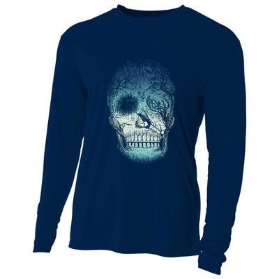 Halloween Dark Nature Forest Skull Cooling Performance Long Sleeve Crew