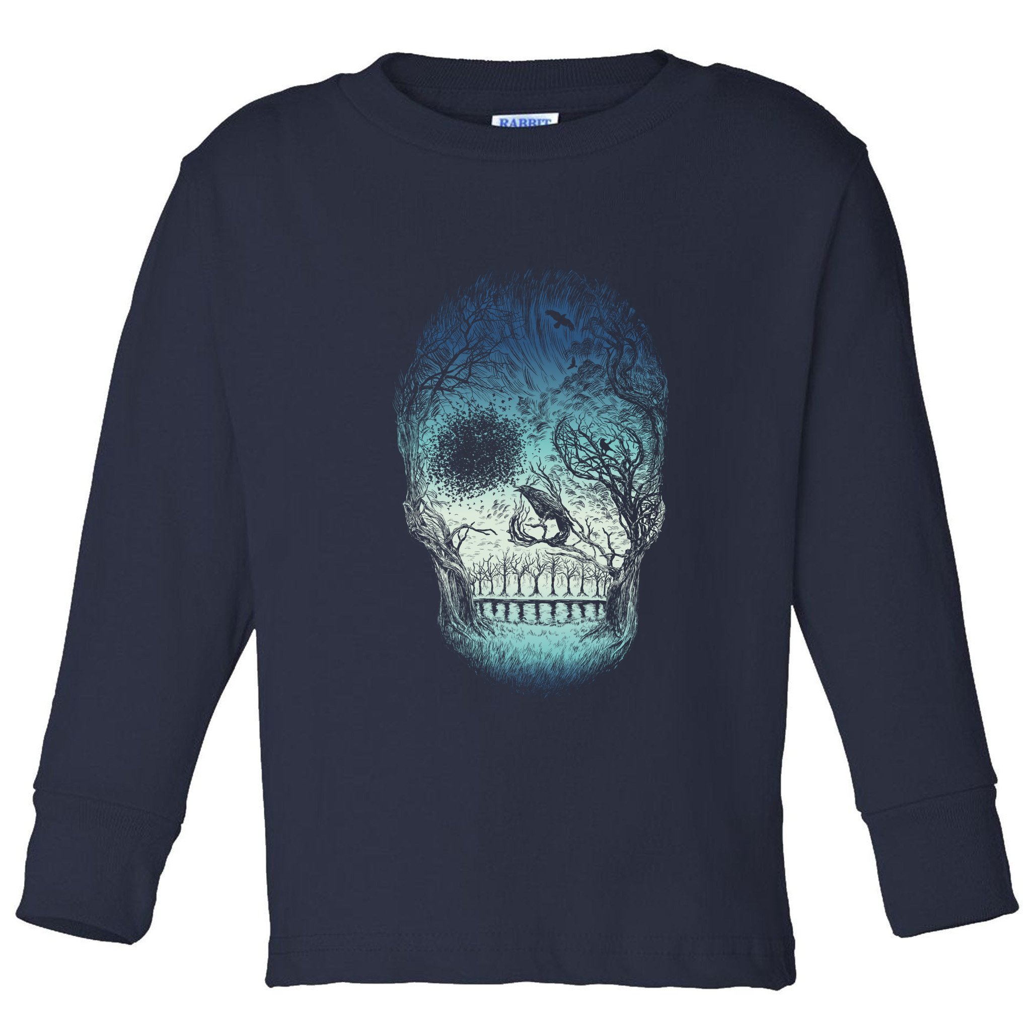 Halloween Dark Nature Forest Skull Toddler Long Sleeve Shirt