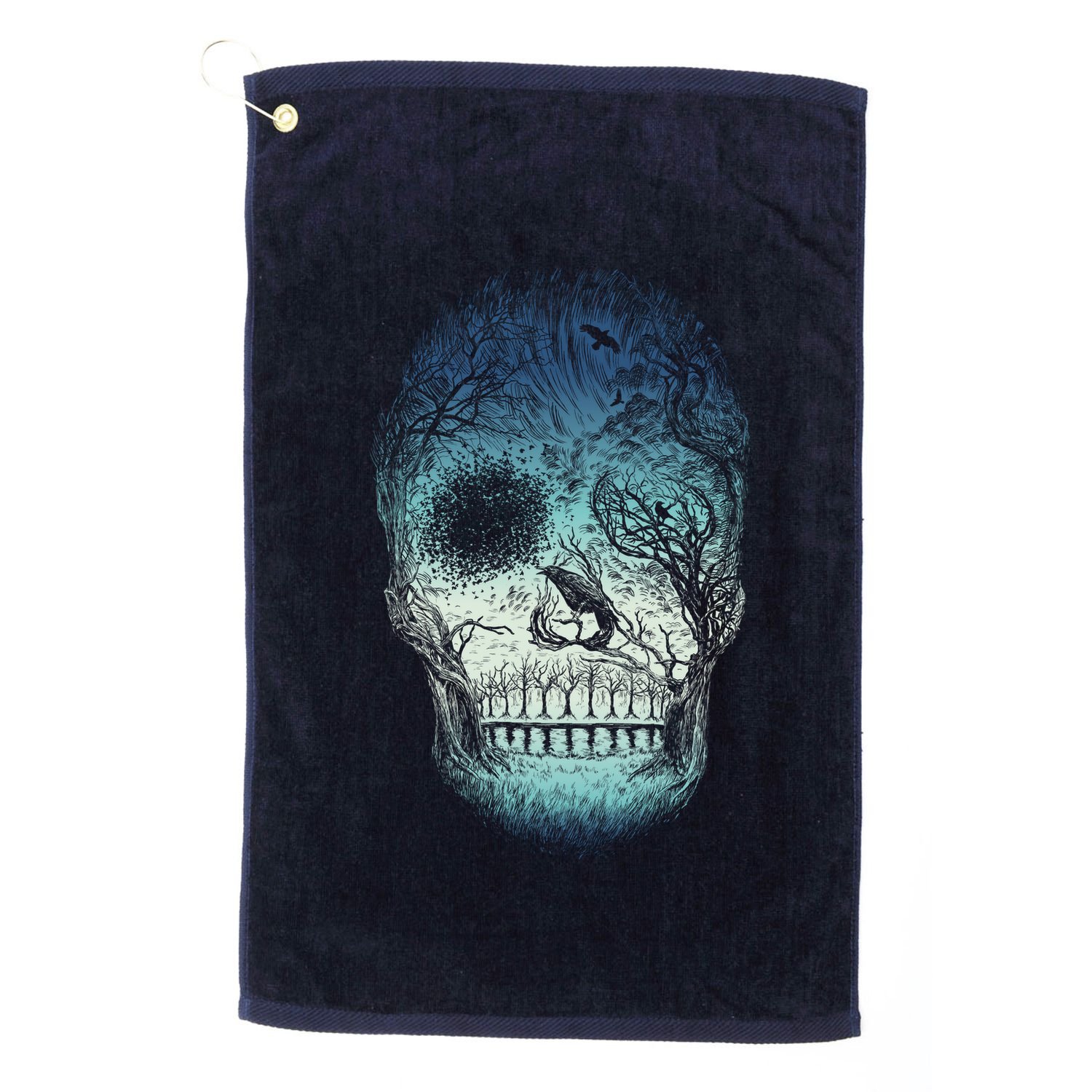 Halloween Dark Nature Forest Skull Golf Towel
