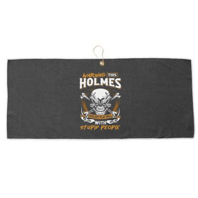 Holmes Does Not Play Well With Stupid People Large Microfiber Waffle Golf Towel