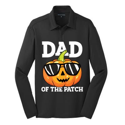 Halloween Dad Of The Patch Daddy Papa Father Pumpkin Silk Touch Performance Long Sleeve Polo