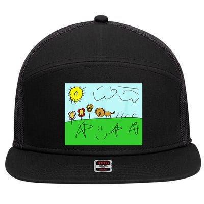 Happy Dog Outside On Some Grass 7 Panel Mesh Trucker Snapback Hat