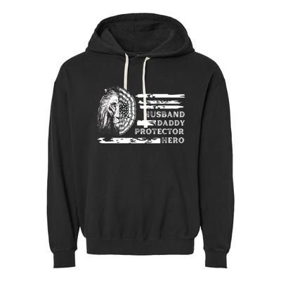 Husband Daddy Protector Hero Garment-Dyed Fleece Hoodie