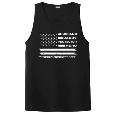 Husband Daddy Protector Hero US American Flag Fathers Day PosiCharge Competitor Tank