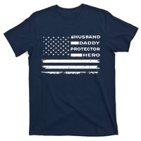 Husband Daddy Protector Hero US American Flag Fathers Day T-Shirt