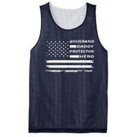 Husband Daddy Protector Hero US American Flag Fathers Day Mesh Reversible Basketball Jersey Tank