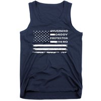 Husband Daddy Protector Hero US American Flag Fathers Day Tank Top