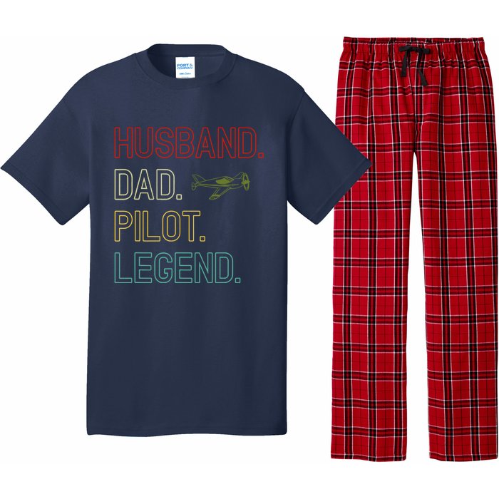 Husband Dad Pilot Legend Retro Pilot Dad Pajama Set