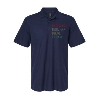 Husband Dad Pilot Legend Retro Pilot Dad Softstyle Adult Sport Polo