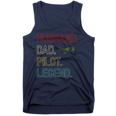 Husband Dad Pilot Legend Retro Pilot Dad Tank Top