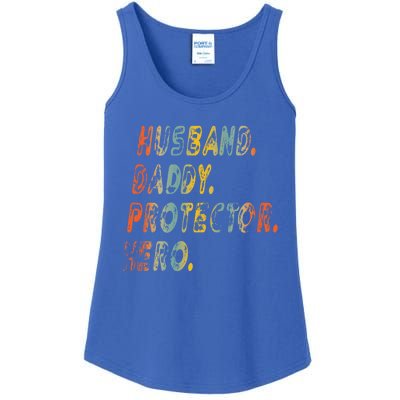 Husband Daddy Protector Hero Vintage Design Great Gift Ladies Essential Tank