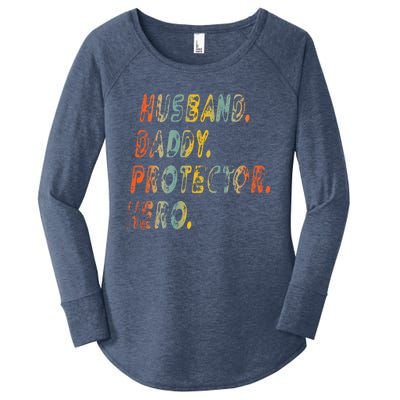 Husband Daddy Protector Hero Vintage Design Great Gift Women's Perfect Tri Tunic Long Sleeve Shirt