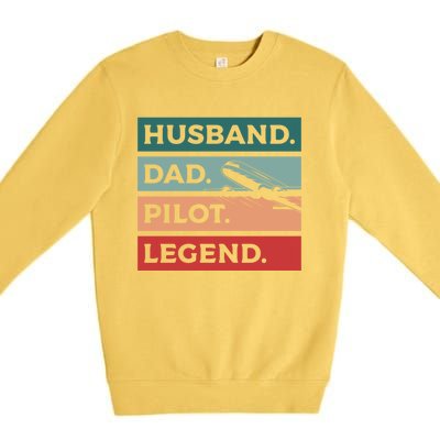 Husband Dad Pilot Legend Aviation Aviator Gift Premium Crewneck Sweatshirt