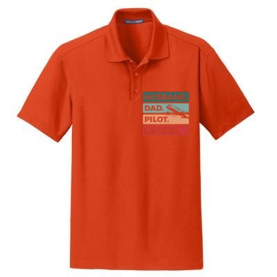 Husband Dad Pilot Legend Aviation Aviator Gift Dry Zone Grid Polo