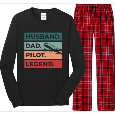 Husband Dad Pilot Legend Aviation Aviator Gift Long Sleeve Pajama Set