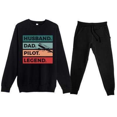 Husband Dad Pilot Legend Aviation Aviator Gift Premium Crewneck Sweatsuit Set