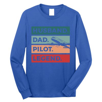 Husband Dad Pilot Legend Aviation Aviator Gift Long Sleeve Shirt