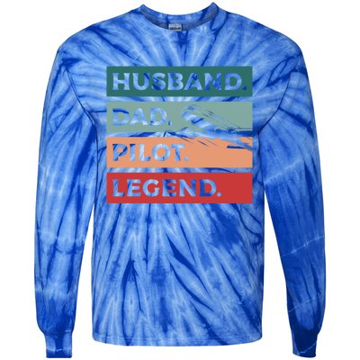 Husband Dad Pilot Legend Aviation Aviator Gift Tie-Dye Long Sleeve Shirt