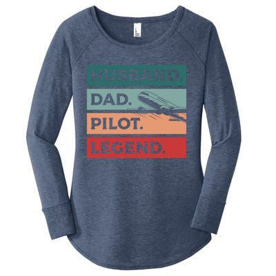 Husband Dad Pilot Legend Aviation Aviator Gift Women's Perfect Tri Tunic Long Sleeve Shirt